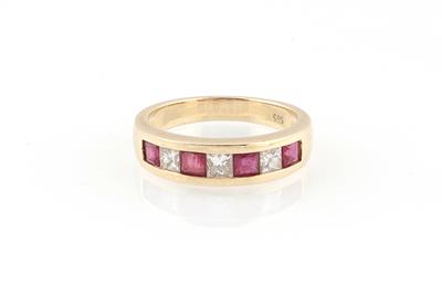 Diamant Rubinring zus. ca. 0,80 ct - Jewellery