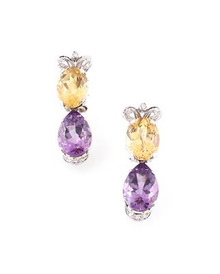 Citrin Amethyst Ohrclips - Schmuck