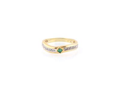 Achtkantdiamant Smaragd Ring - Schmuck