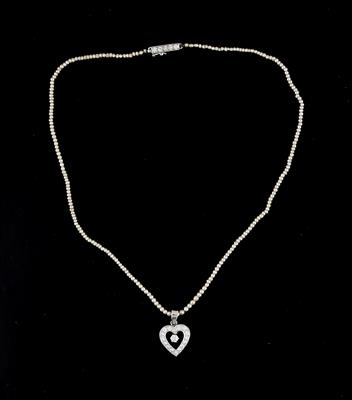 Brillant Griesperlencollier zus. ca. 1,00 ct - Klenoty