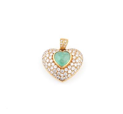 Brillant Smaragd Herz Anhänger - Jewellery