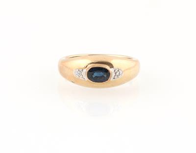 Achtkantdiamant Saphir Ring - Klenoty