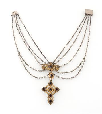 Granat Kreuzcollier - Schmuck