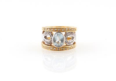 Achtkantdiamant Aquamarin Ring - Jewellery