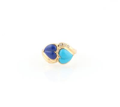 Achtkantdiamant Türkis Lapislazuli Ring - Schmuck