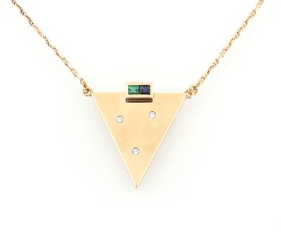 Brillant Smaragd Saphir Collier - Gioielli