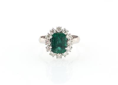 Brillant Smaragdring zus. ca. 2,95 ct - Schmuck