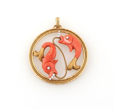 Brillant Korallenanhänger Fische - Schmuck