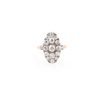 Altschliffdiamant Ring zus. ca. 2 ct - Gioielli