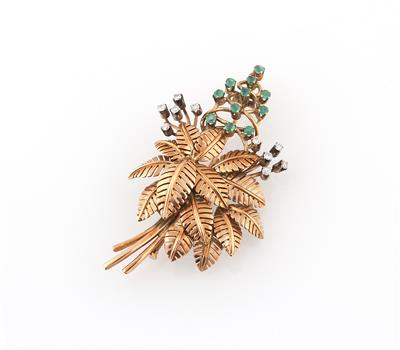 Brillant Smaragdbrosche - Jewellery