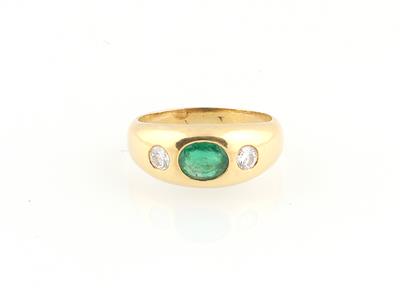 Brillant Smaragdring zus. ca. 0,65 ct - Jewellery