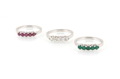 Brillant Farbstein Ringset - Sommerauktion Schmuck