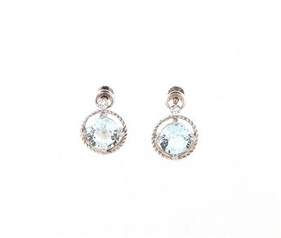 Diamant Aquamarin Ohrschrauben - Jewellery