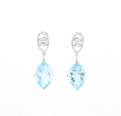 Diamant Aquamarin Ohrsteckgehänge - Jewellery