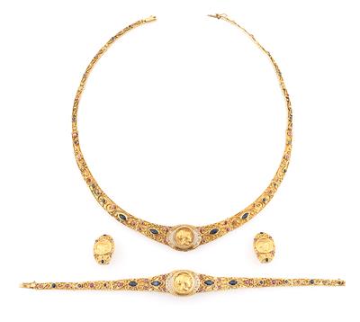 Achtkantdiamant Farbstein Damenschmuckgarnitur - Jewellery