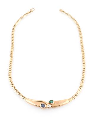 Brillant Saphir Smaragd Collier - Gioielli