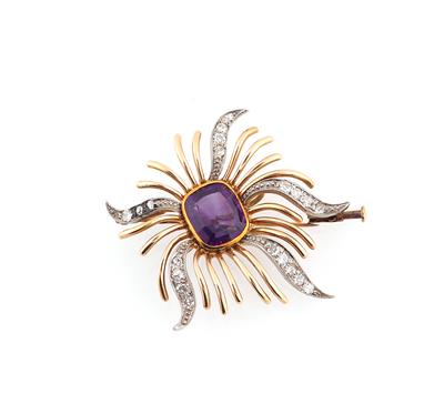 Diamant Amethyst Brosche - Schmuck