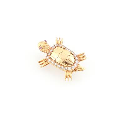 Brillantbrosche Schildkröte zus. ca. 0,65 ct - Klenoty