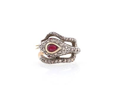 Diamant Rubin Ring Schlange - Schmuck