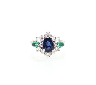Diamant Saphir Smaragdring - Klenoty