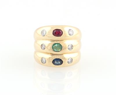 Rubin Saphir Smaragd Brillant ring - Jewellery