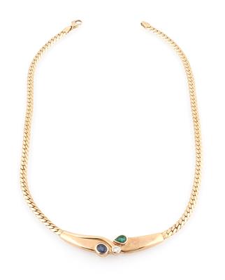 Brillant Saphir Smaragd Collier - Jewellery