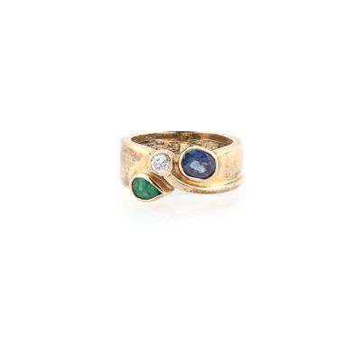 Brillant Saphir Smaragd Ring - Jewellery