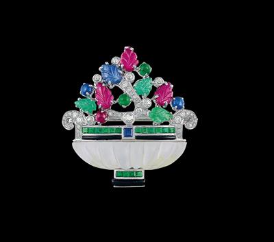 Diamant Farbstein Brosche Blumenarrangement - Jewellery