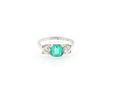 Smaragd Altschliffbrillant Ring - Jewellery