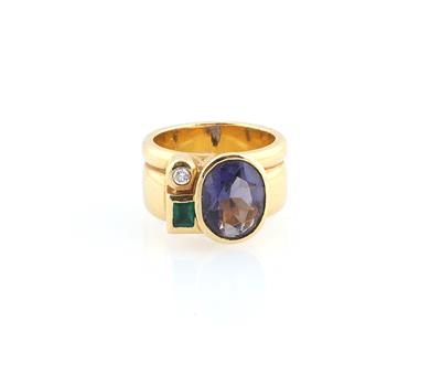 Brillant Smaragd Iolith Ring - Gioielli