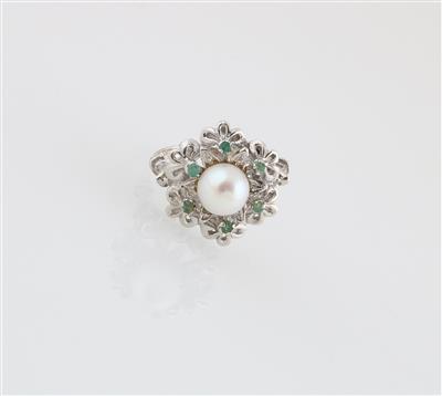 Kulturperlen Smaragd Ring - Jewellery