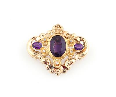 Diamant Amethyst Brosche - Schmuck