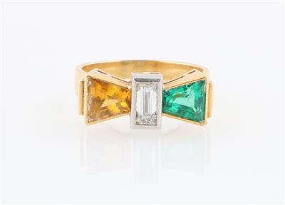 Diamant Saphir Smaragd Ring - Schmuck