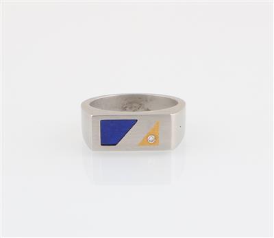 Platin Lapislazuli Ring - Schmuck