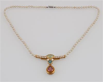 Kulturperlen Diamant Schmucksteincollier - Gioielli