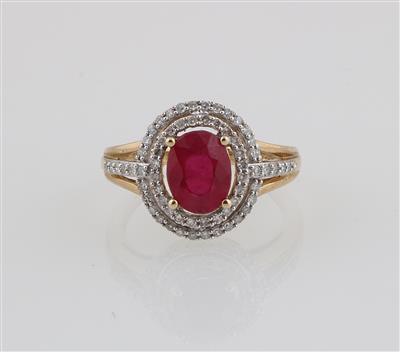 Achtkantdiamant Rubin Ring - Gioielli
