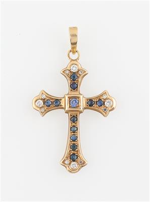 Brillant Saphir Kreuzanhänger - Jewellery