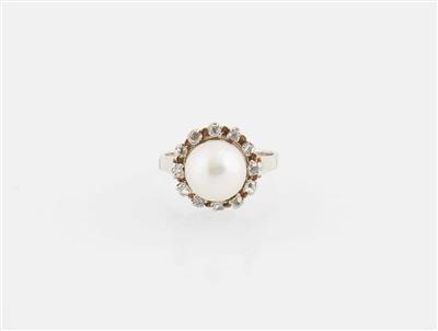 Perlen Diamantrauten Ring - Klenoty