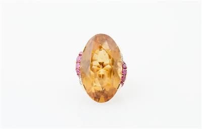 Citrin Rubin Ring - Exkluzivní šperky