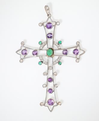 Diamant Amethyst Kreuzanhänger - Jewellery