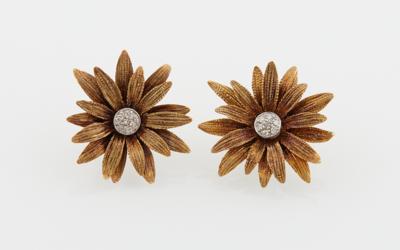 Diamant Blüten Ohrclips - Klenoty