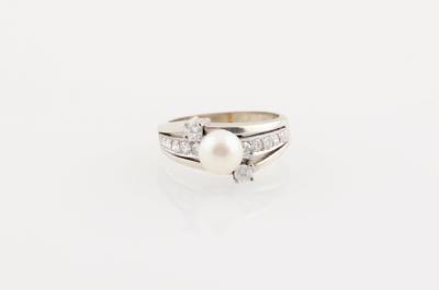 Perlen Diamantring zus. ca. 0,45 ct - Schmuck