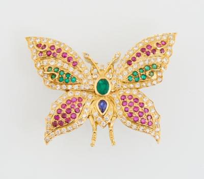 Brillant Farbstein Brosche Schmetterling - Šperky