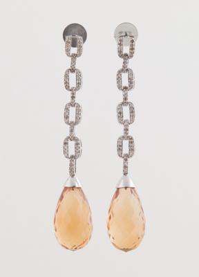 Diamant Citrin Ohrgehänge - Jewellery