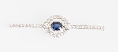 Brillant Saphir Brosche zus. ca. 2,70 ct - Schmuck