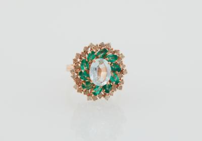 Aquamarin Smaragd Ring - Jewellery