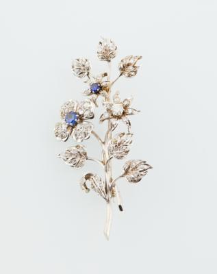 Diamant Tansanit Blütenbrosche - Klenoty