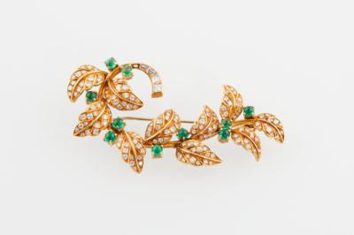 Diamant Smaragd Brosche - Jewellery