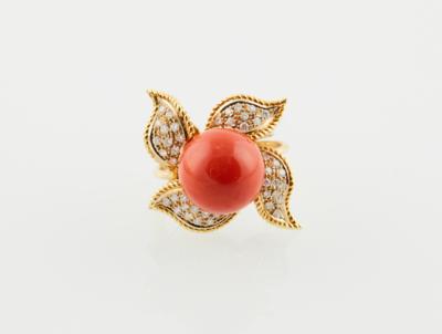 Brillant Korallen Ring - Jewellery