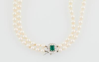 Brillant Smaragd Kulturperlen Collier - Jewellery